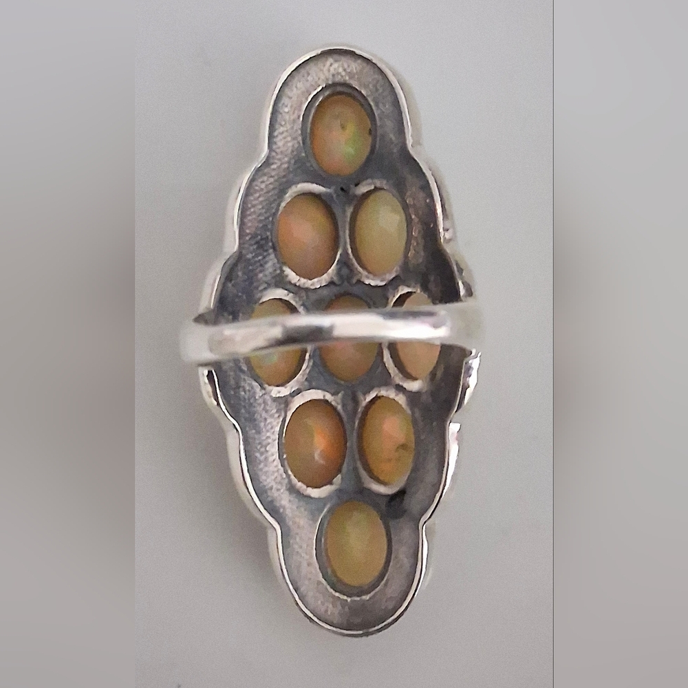 Opal Statement Ring 925 Sterling Silver Size 7.5 - image 4
